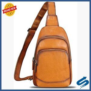 Genuine Leather Sling Bag Crossbody Backpack Shoulder Purse Medium